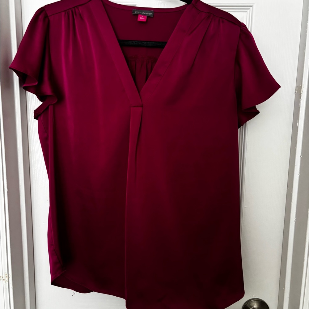 Vince Camuto Deep Red V-Neck Blouse